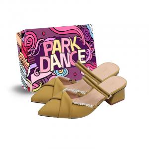 PARK DANCE Женские противоскользящие тапочки с закрытым носком на резиновой подошве желтый цвет с коробкой, цвет Yellow+Box