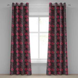 Занавеска ABAKUHAUS с цветочными люверсами, стиль омбре «Цветущая роза», художественная картина на годовщину Святого Валентина, декоративные 2-панельные оконные шторы, 280 см x 260 см, кока-серый пурпурный