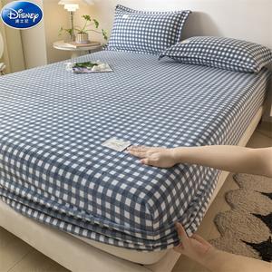 Disney Простыня 150х200 см из молочного вельвета, синяя в клетку