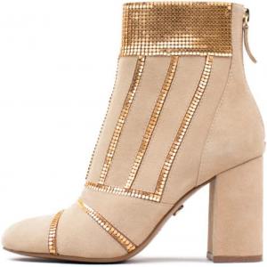 Ботильоны Cecelia New York Demetri Black с черными заклепками, задняя молния, заостренный носок, каблук, размер 8