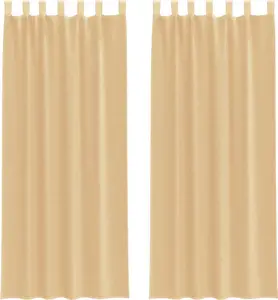 Шторы из вуали с петлями, 2 шт., песочного цвета, 140x260 см vidaXL
