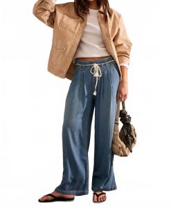 Джинсы дакота с затяжкой на манжете синие Free People