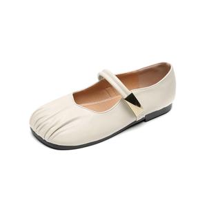 Туфли Мэри Джейн на плоской подошве женские QITUMAUL, Apricot[Heel Height 1.5Cm]