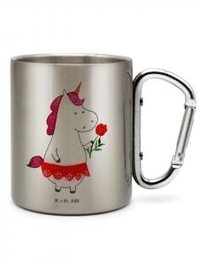 Кружка из нержавеющей стали Дама-единорог без слов, серебряная Mr. & Mrs. Panda