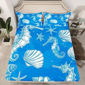 Erosebridal Детский комплект постельного белья Marine Life с морскими животными, синий, глубокий карман, Grey Blue