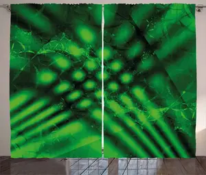 Шторы ABAKUHAUS в деревенском стиле, лаймово-зеленые, психоделический размытый, универсальные, для гостиной, с петлями и крючками, 280 x 245 см, цвет: охотничий зеленый, черный Abakuhaus