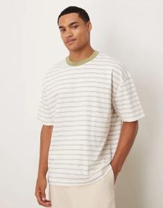 Футболка ASOS DESIGN оверсайз в белую и зеленую полоску