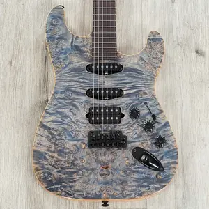 Гитара Suhr Custom Classic S HSS, гриф из палисандра, крышка из кленового капа, натуральный синий деним