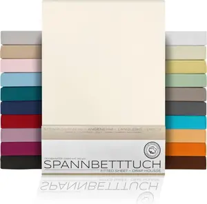 Простыня на резинке BEAUTEX из гребенного хлопка, трикотаж премиум-класса, плотность 160 г/м², размер и цвет на выбор, 180x200 см, цвет слоновой кости, тип матраса: пружинный блок Beautex GmbH