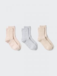 Носки с текстурой «попкорн» (3 пары) Uniqlo, 30 natural