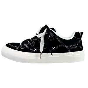 JimiXiong Мужские лоу-топ скейтборд кроссовки черные, цвет Black