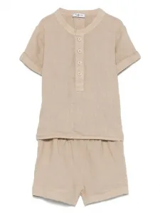 Льняной комплект из топа и шортов Il Gufo, нейтральный