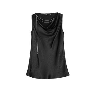 ELLE Футболка-майка женская Black Crew Neck Moderate Straight Fit