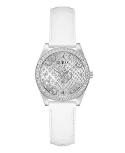 Женские аналоговые часы белого серебристого цвета, 32 мм Guess, silver-tone