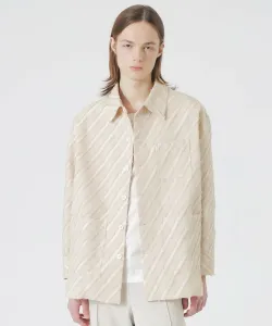 Рубашка-куртка с диагональным кроем из жаккарда Loveless, цвет White