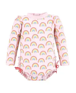 Детский купальный костюм для девочек Hudson Rashguard, Sunset Stripe, 6-9 месяцев Hudson Baby, розовый