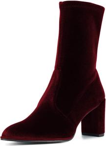 Женские ботильоны YDN с острым носком, массивным высоким каблуком, средней длины, на подъем, для вечернего образа