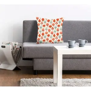 Декоративная подушка queence Reinhard с красивыми лиственными деревьями Queence, Orange/blau + bedruckt