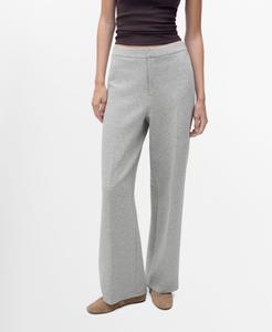Женские брюки прямого кроя с эластичным поясом MANGO, Medium Heather Gray