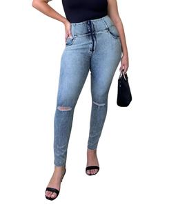 Женские облегающие джинсы с высокой посадкой и рваными элементами для женщин с пышными формами Freddy, Blue