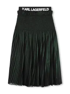 Юбка со складками и логотипом KARL LAGERFELD KIDS, зеленый