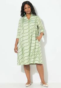 Платье Ulla Popken WAVE PRINT STRETCH FIT A-LINE, Snow White/White