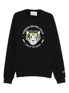 Толстовка с круглым вырезом, украшенная медведем Iceberg, черный