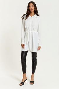 Туника-рубашка оверсайз с поясом и длинными рукавами HOXTON GAL, белый