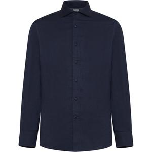 Рубашка Long Sleeved Buttoned Shirt Brunello Cucinelli, синий