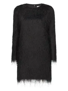Платье мини Tina с длинными рукавами и бахромой LouLou de Saison, черный