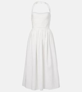 Платье миди из хлопка с вышивкой и сборками Leia Markarian, White Floral