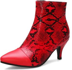 Женские модные ботильоны VOKLIN с острым носком, шпилькой и невысоким каблуком, с боковой молнией, подходящие к платью, Red-Velvet Lined