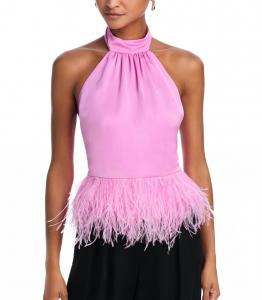 Розовый топ-бюстье с перьевым декором Ramy Brook