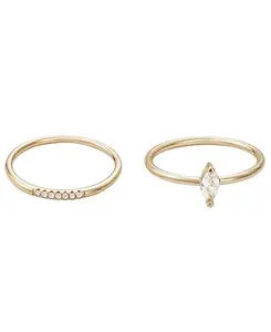 Комплект колец маркиз с кубическим цирконием Adornia, gold