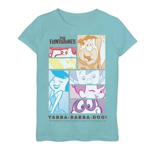 Футболка с графическим рисунком в стиле поп-арт для девочек 7–16 лет, групповая фотография The Flintstones Licensed Character