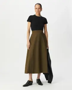 Длинная расклешенная юбка IKKS, хаки