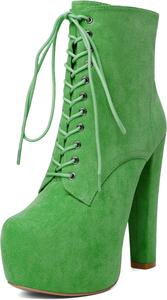 Женские ботильоны Esvowido, армейские ботинки с платформой, высокие каблуки, круглый носок, сексуальные ботильоны на шнуровке, Olive Green
