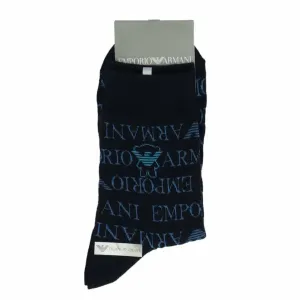 Носки EMPORIO ARMANI с логотипом по всей поверхности и изображением медведя и орла в стиле манга.