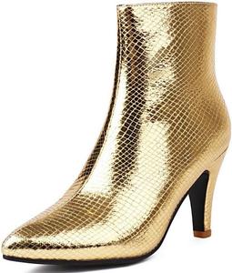 Сияющие блестящие металлические ботильоны DINTAHA с заостренным носком, на шпильке, с высоким каблуком и молнией, Gold