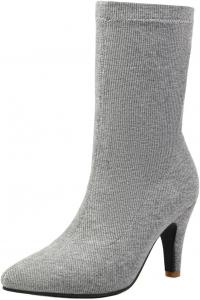 Женская мода: ботильоны на каблуке 8,5 см, с острым носком, короткие, с лаконичной боковой молнией, узкие, универсальные и стильные, размер L9-1-29, размеры US4-US14 LYYSKY, Grey(L9-10)