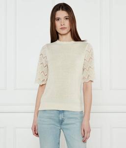 Джемпер женский Twin-Set ажурный с коротким рукавом, бежевый