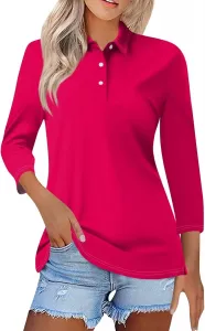 Поли футболка для женщин с V-образным вырезом и 3/4 рукавом Kvsozwuty