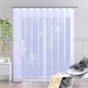 Штора вуалевая с отделкой из гипюра 150х250 см белая Wisan