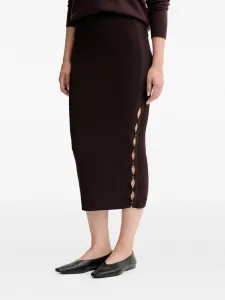 Миди-юбка в рубчик на пуговицах Sessun, коричневый