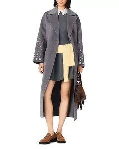 Двустороннее пальто со стразами Maje, серый