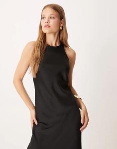 Платье Vila racer satin midaxi черного цвета