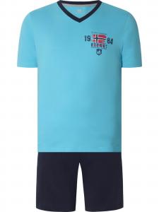 Jan Vanderstorm Пижама короткая 'Edin' в цвете Marine Blue, Turquoise