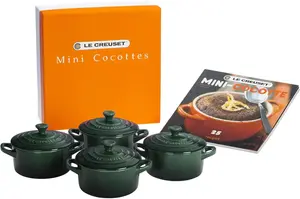 Набор мини-кокотниц Le Creuset с кулинарной книгой, 240 мл, зеленый