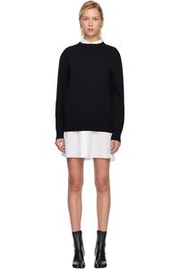 Sacai Мини-Платье из белого и черного поплина и хлопка, связанное трикотажной тканью