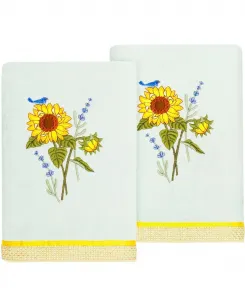 Набор из двух полотенец для рук из турецкого хлопка «Жирасол» с декоративной отделкой Linum Home, бирюзовый